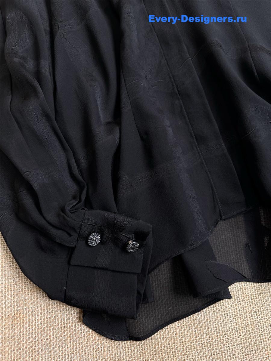 Ch**el black long sleeve silk shirt