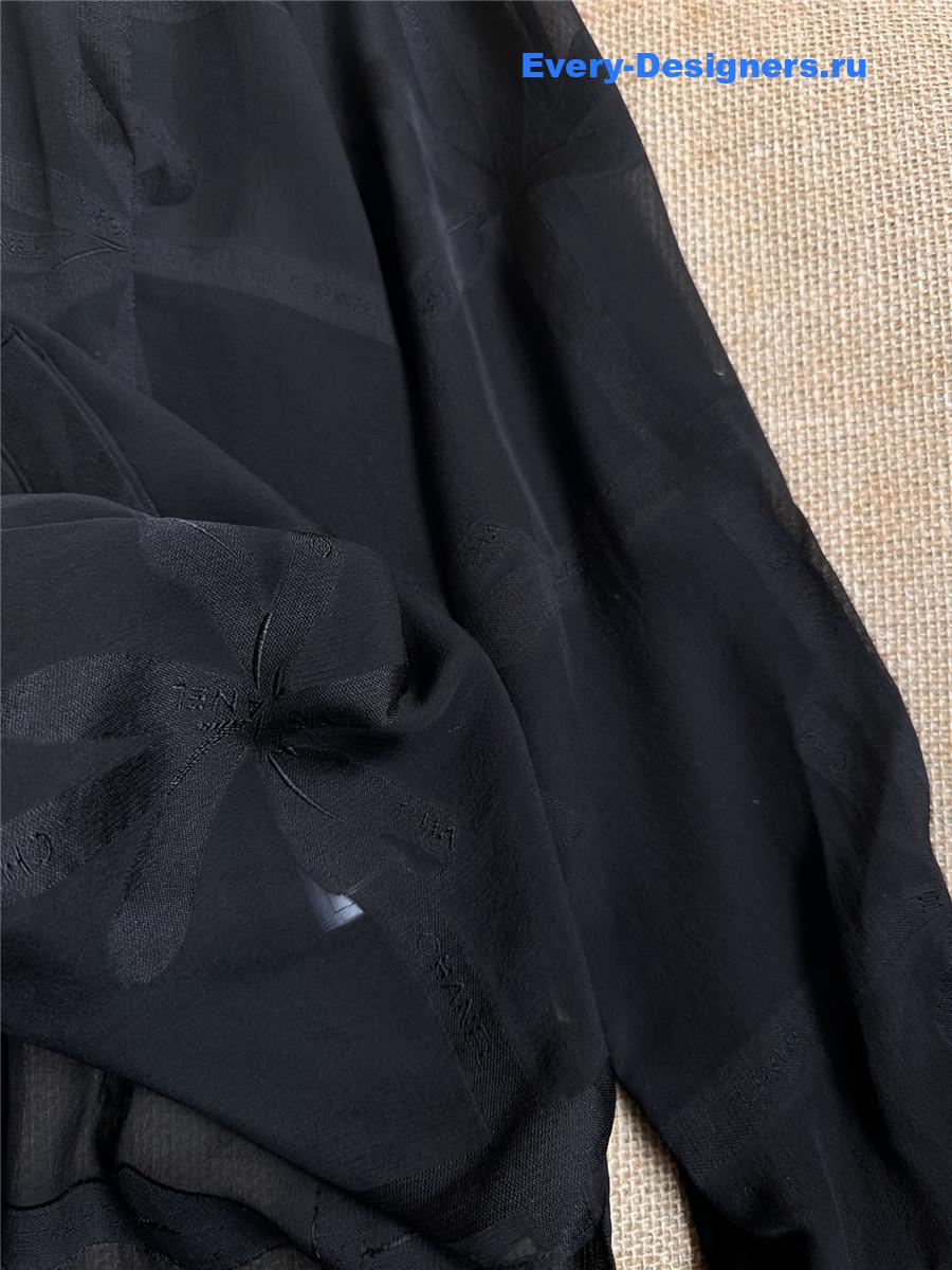 Ch**el black long sleeve silk shirt