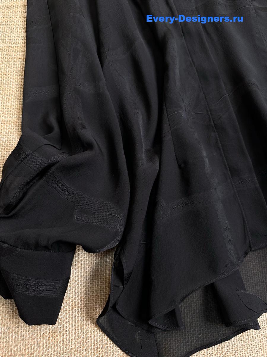 Ch**el black long sleeve silk shirt