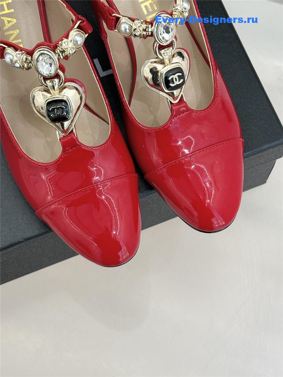 Ch**el chunky heels mary jane pumps red