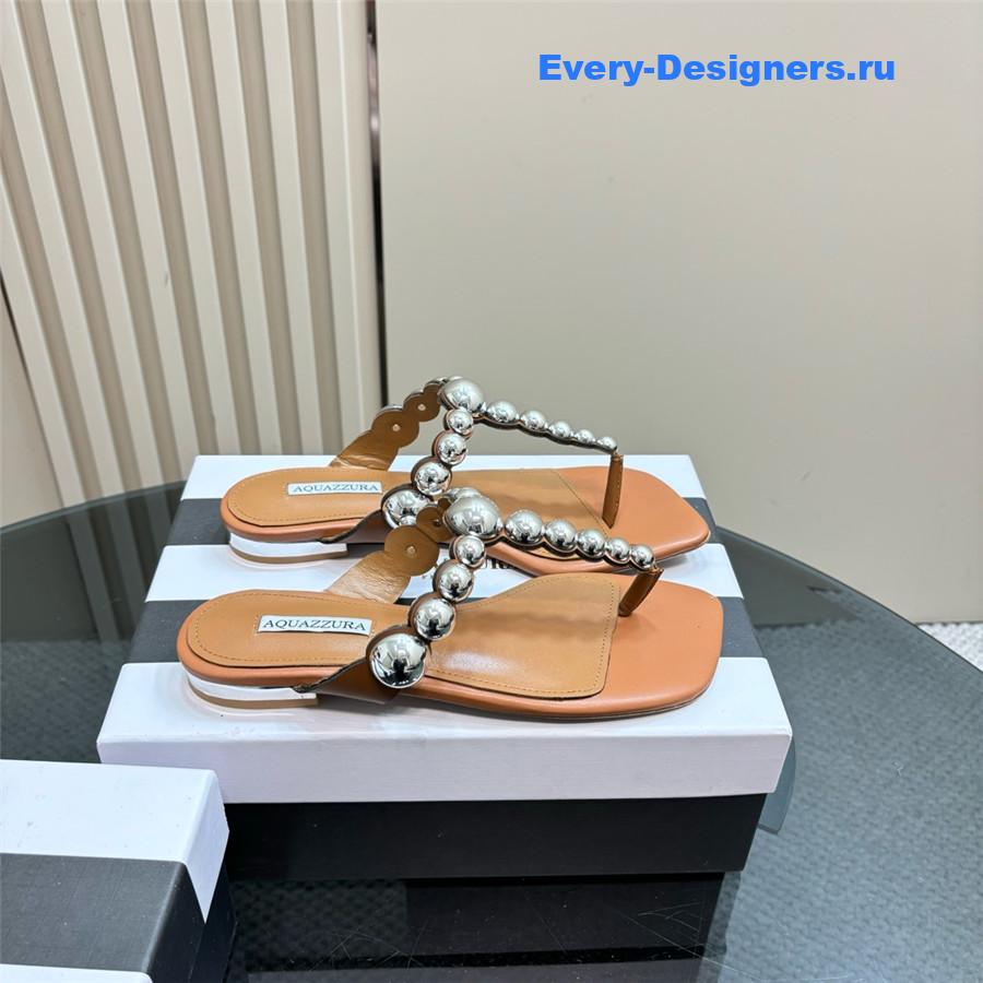 Aquazzura Women’s Flat Flip Flops Brown