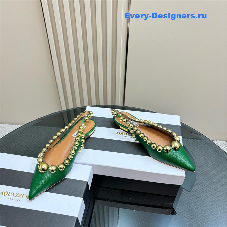 Aquazzura Green Pineapple Flat Sandals