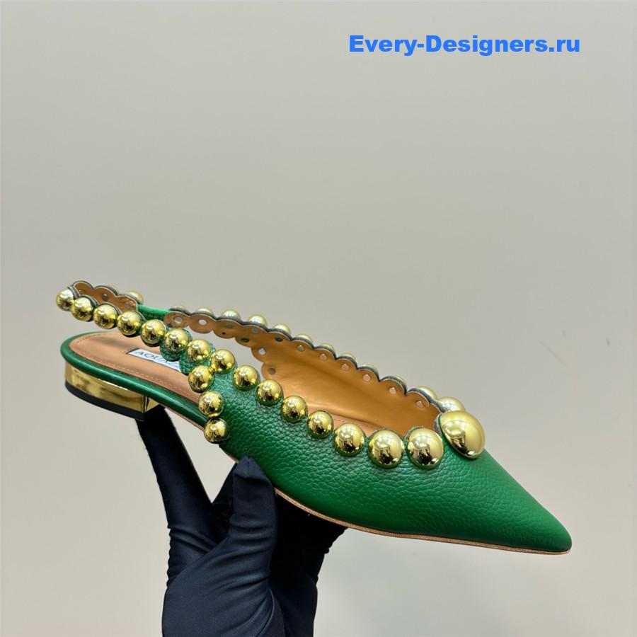 Aquazzura Green Pineapple Flat Sandals