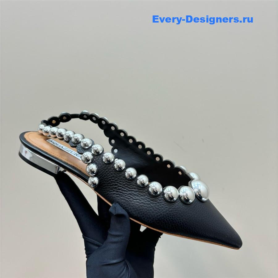 Aquazzura Black Pineapple Flat Sandals