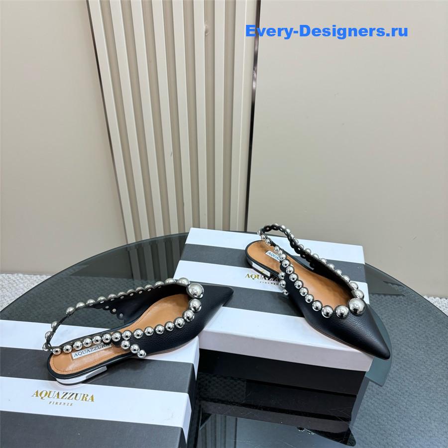 Aquazzura Black Pineapple Flat Sandals
