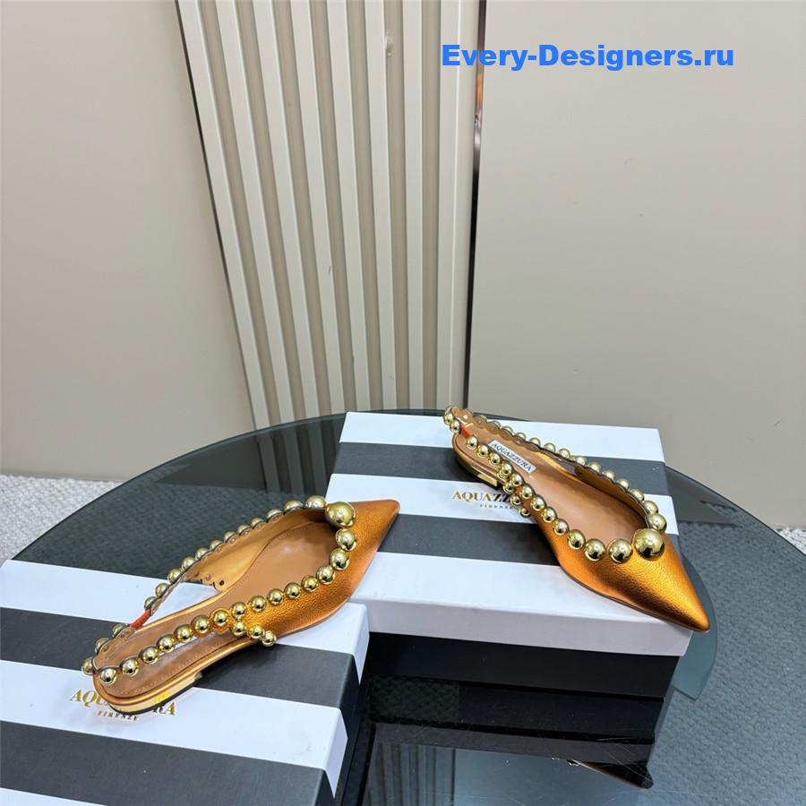 Aquazzura Gold Pineapple Flat Sandals