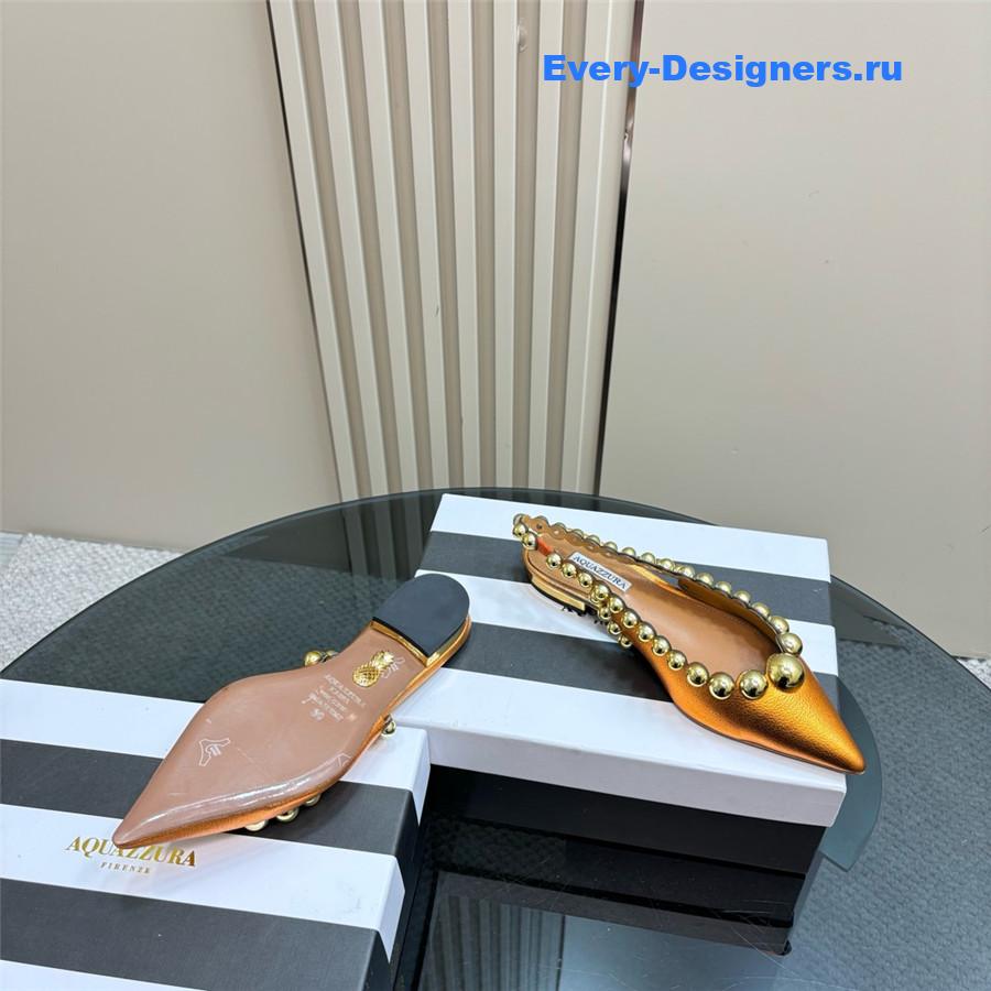 Aquazzura Gold Pineapple Flat Sandals