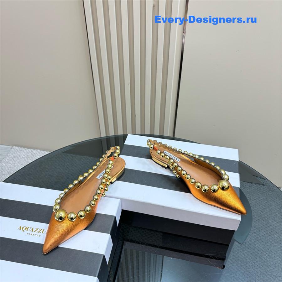 Aquazzura Gold Pineapple Flat Sandals