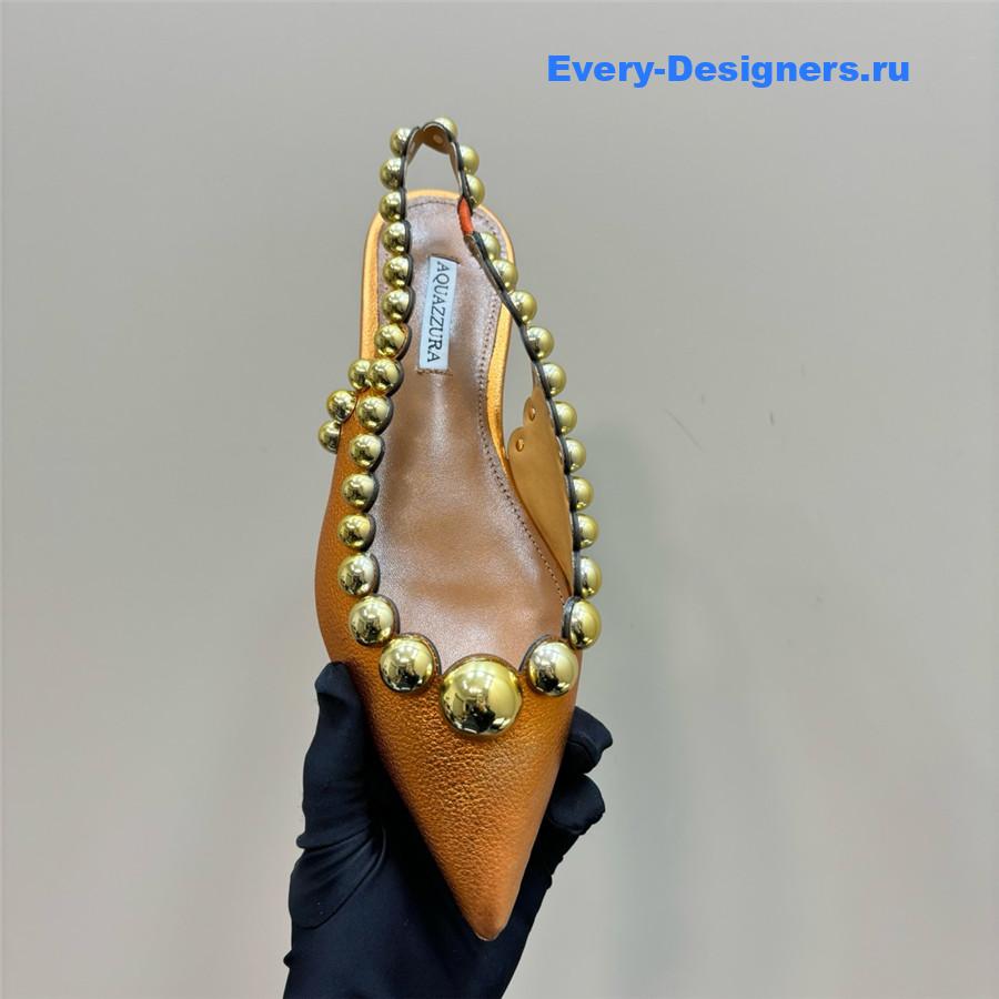 Aquazzura Gold Pineapple Flat Sandals