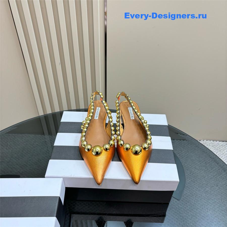 Aquazzura Gold Pineapple Flat Sandals