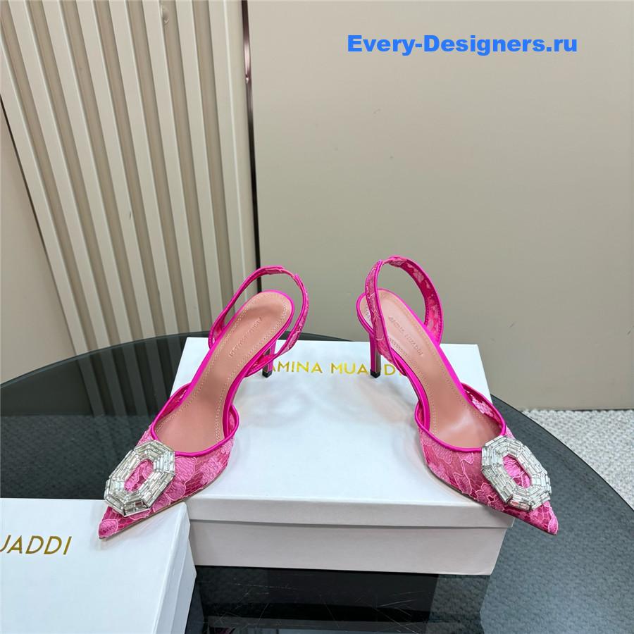 Amina Muaddi Camelia Satin Pumps