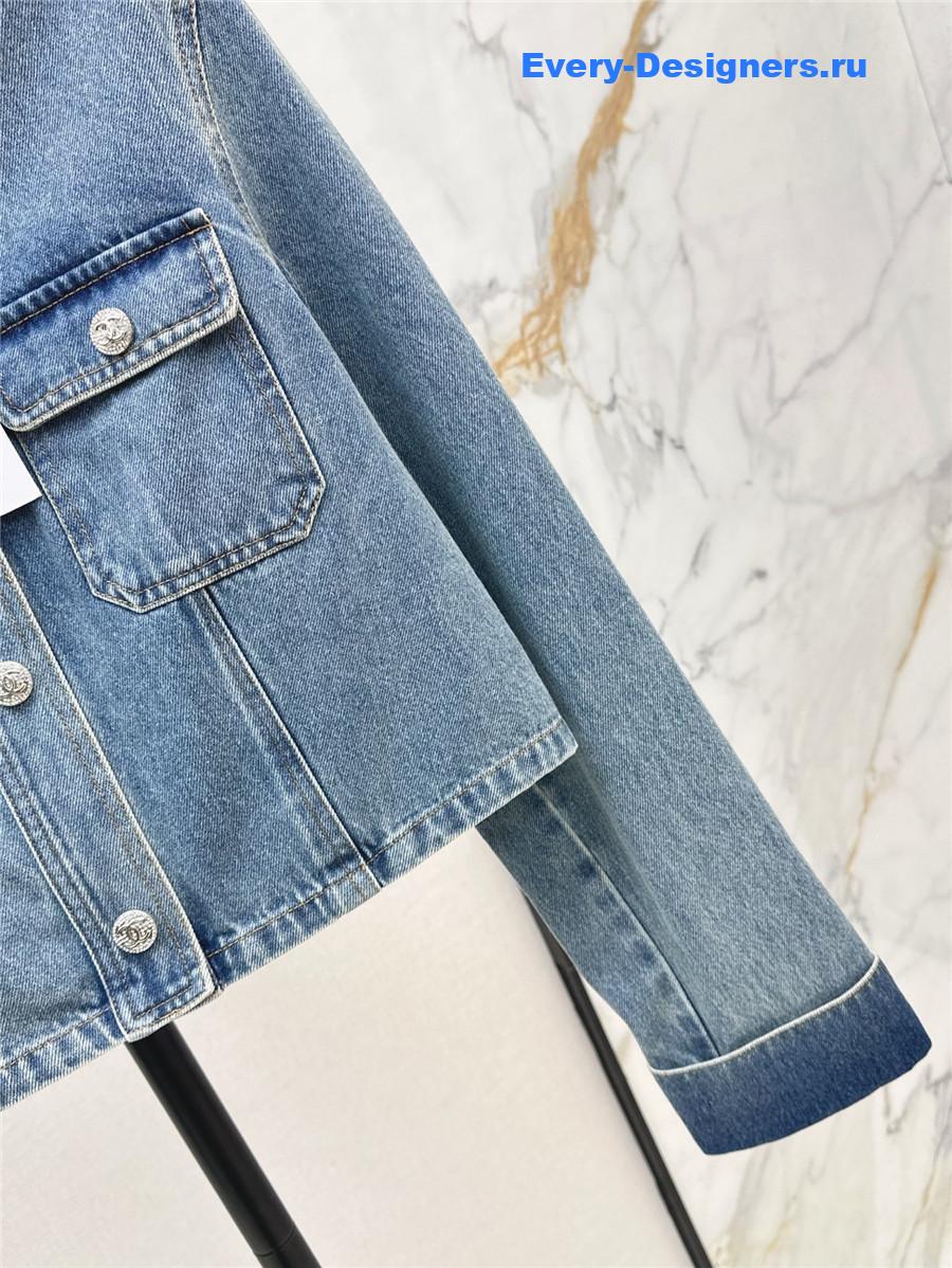 Ch**el blue cropped denim jacket