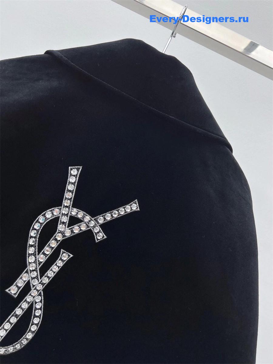 Sa1nt Lau*nt crystal-embellished velvet coat