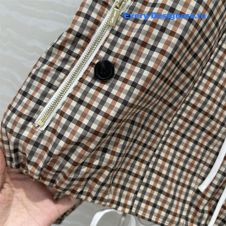 Miu Miu Vichy Pattern Blouson in Brown