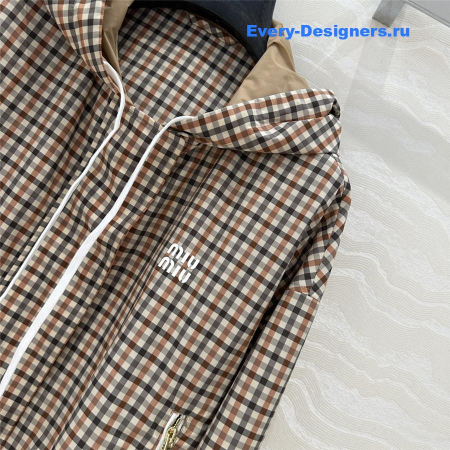 Miu Miu Vichy Pattern Blouson in Brown