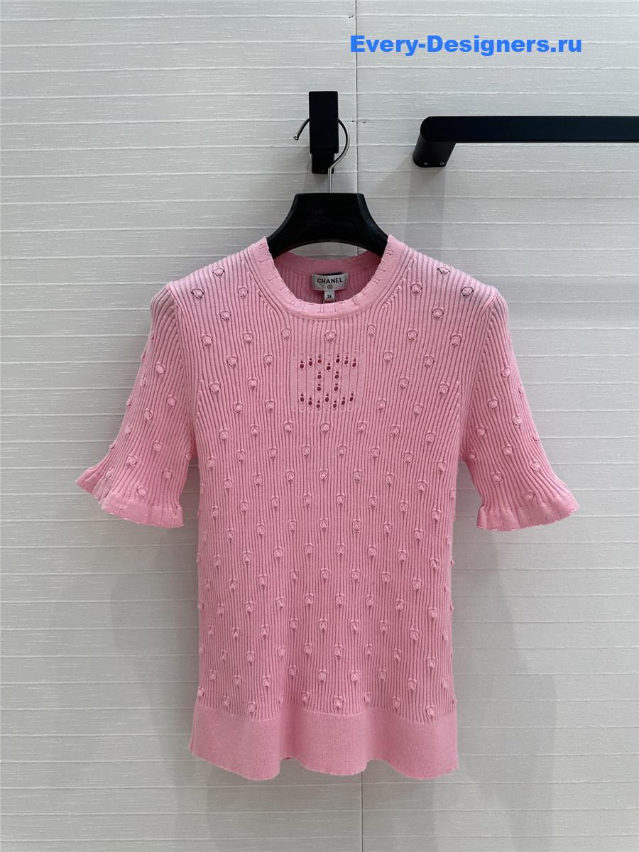 Ch**el pink hollow knit top