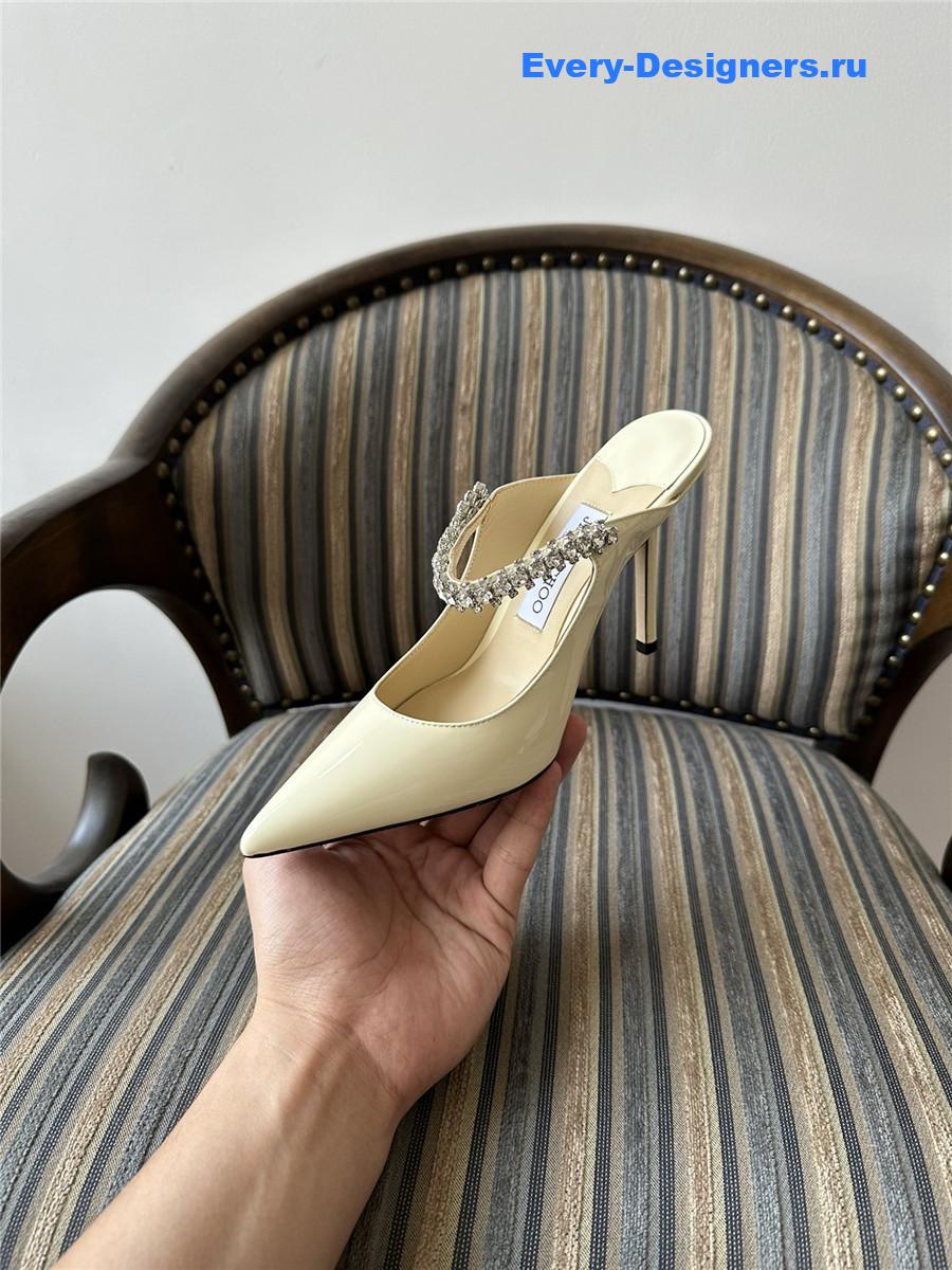 J1m*y Ch00 bing 100mm heeled mules in off-white