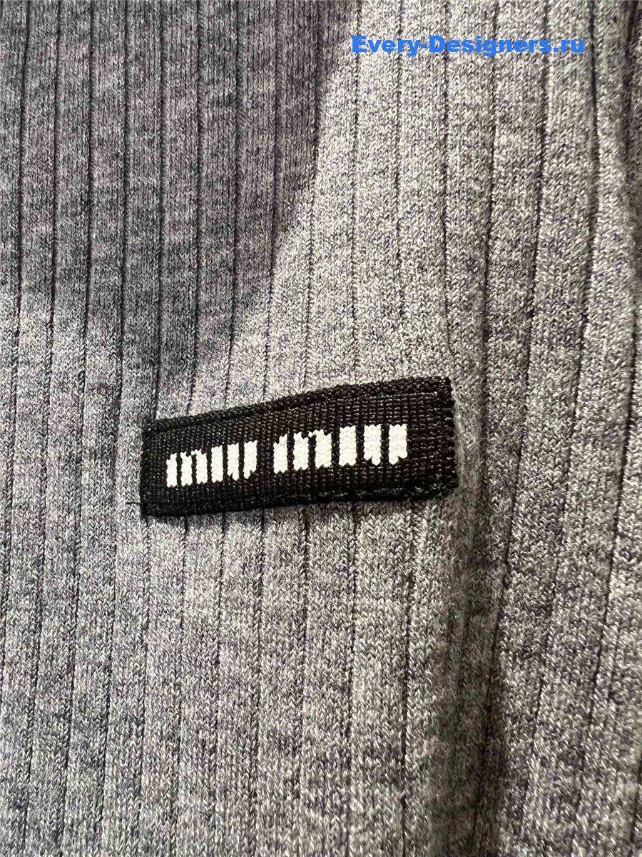 Miu Miu Grey Tight Long Sleeve Hooded Sweater