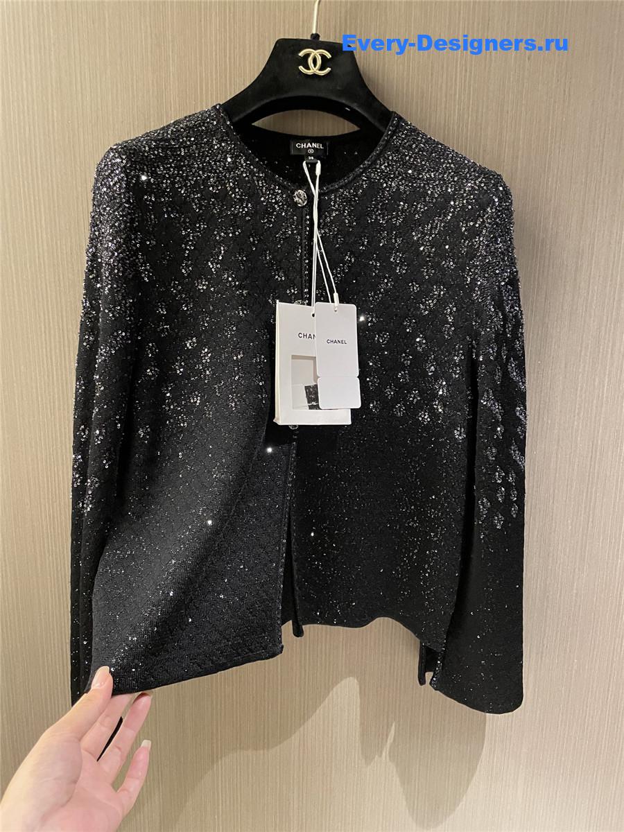 Ch**el black sequin cardigan