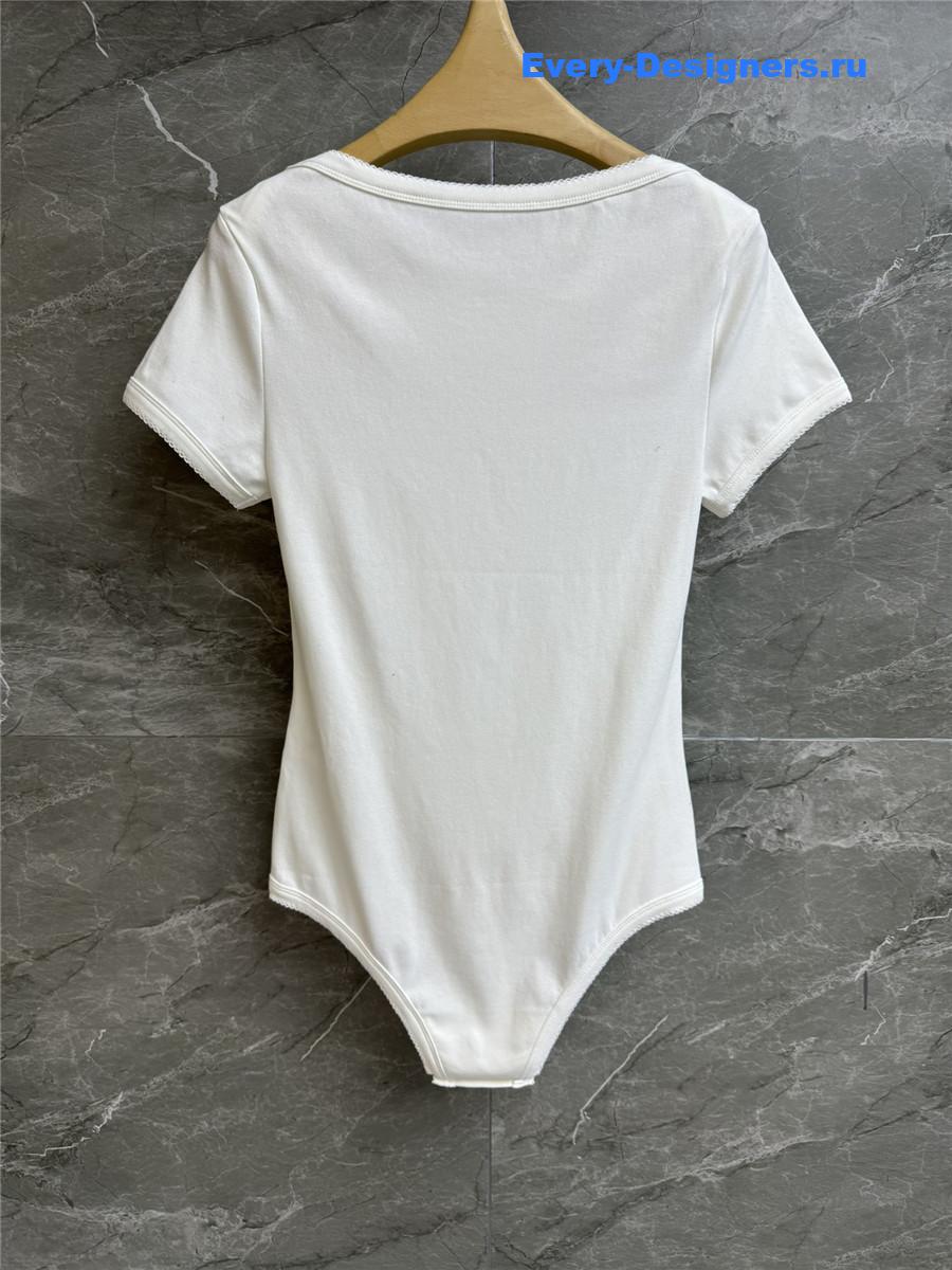 White Petit Bateau X Miu Miu Stretch Jersey Bodysuit