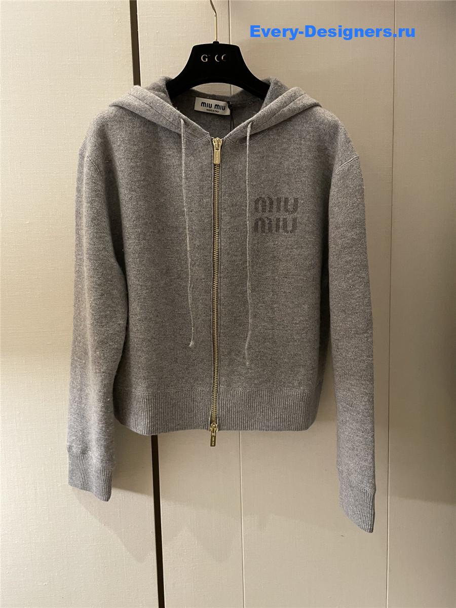 Miu Miu Cashmere Zip Hooded Cardigan