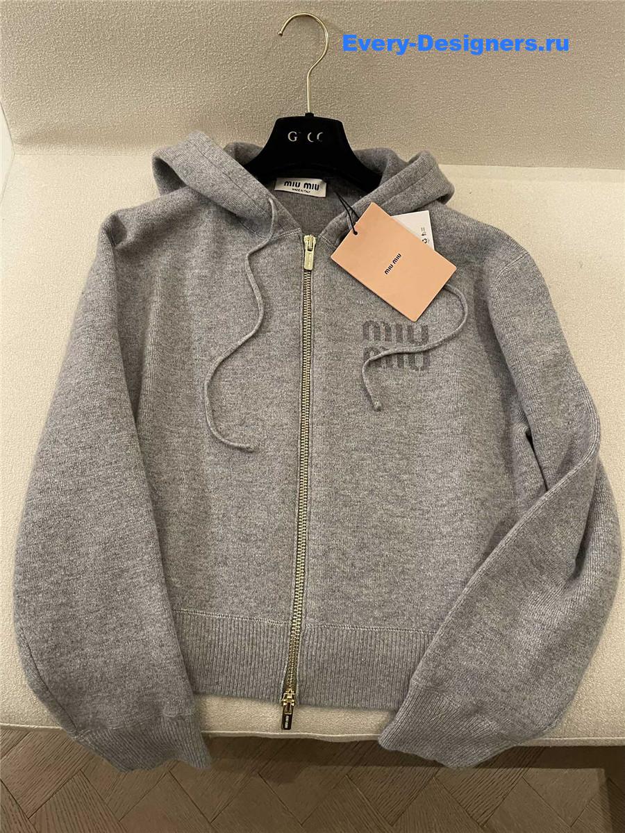 Miu Miu Cashmere Zip Hooded Cardigan