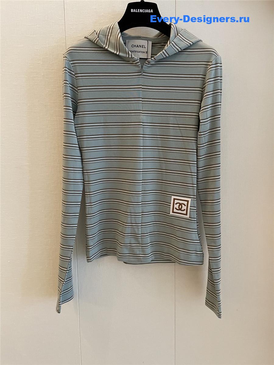 Ch**el green striped hooded shirt