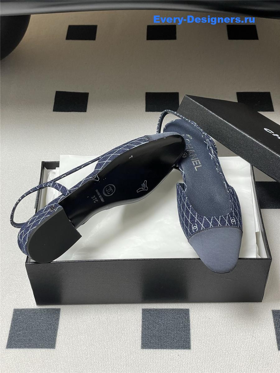 Ch**el denim slingback flats