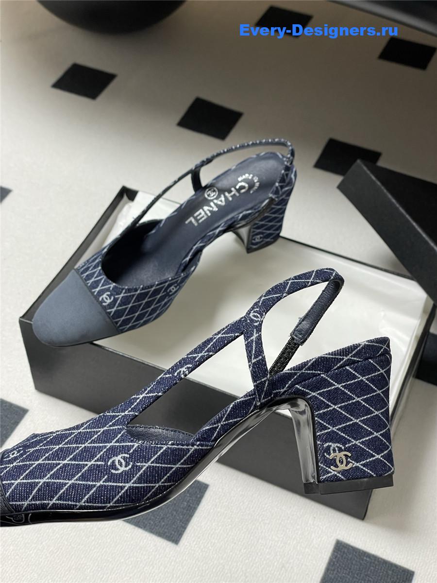 Ch**el dark blue denim heels