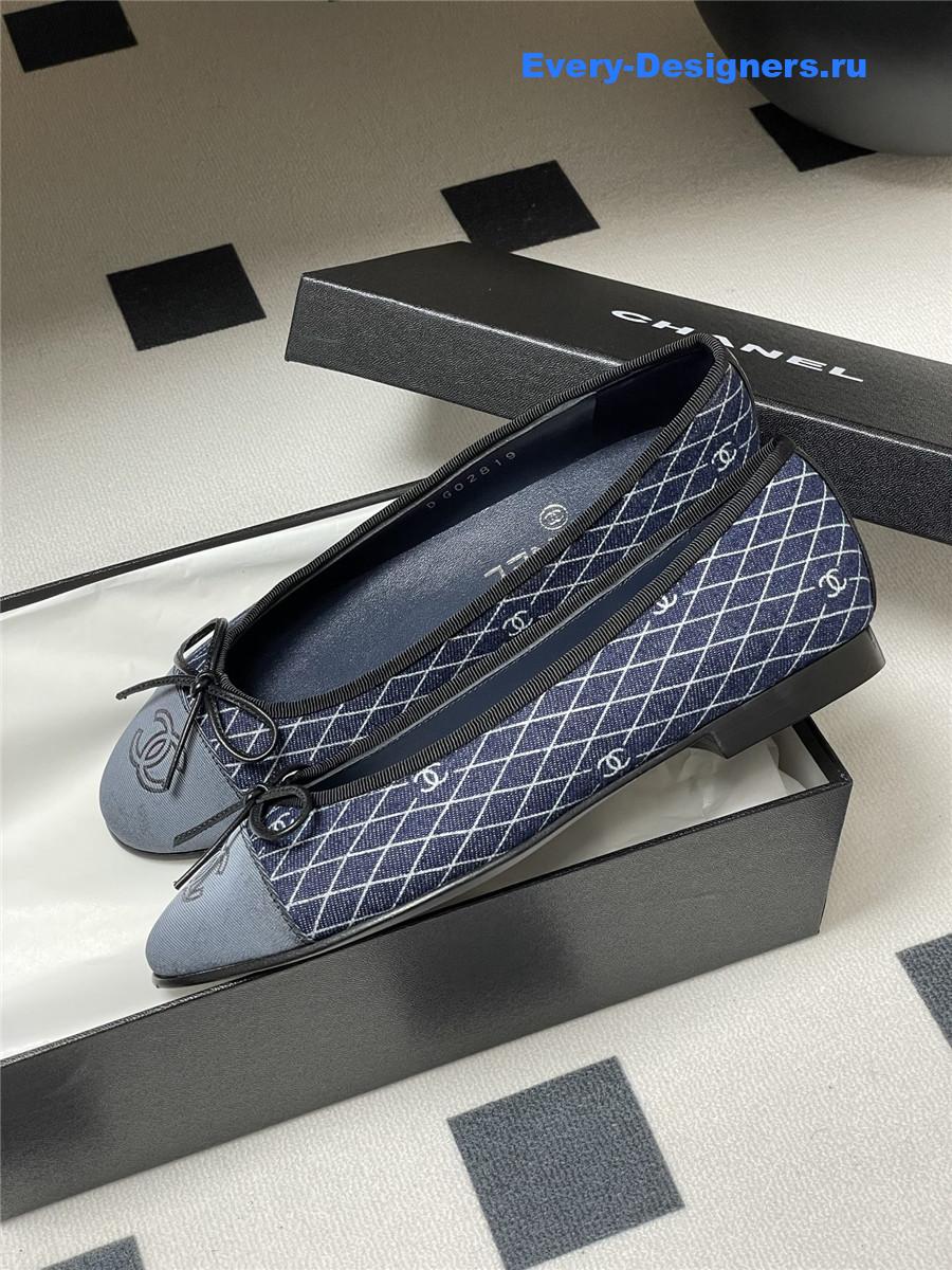 Ch**el navy denim ballet flats