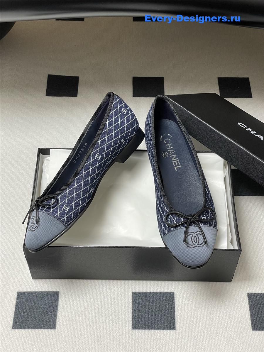 Ch**el navy denim ballet flats