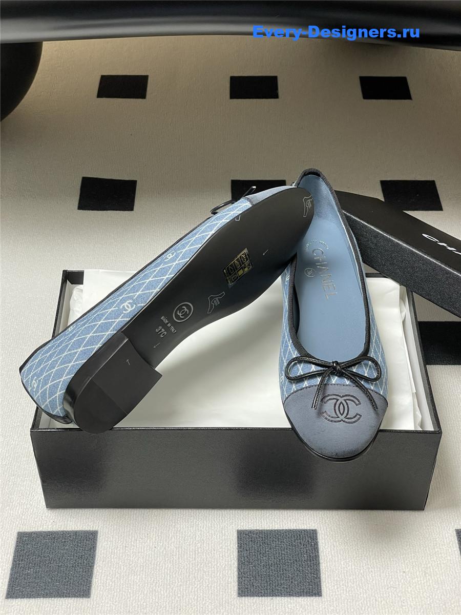 Ch**el light blue denim flats
