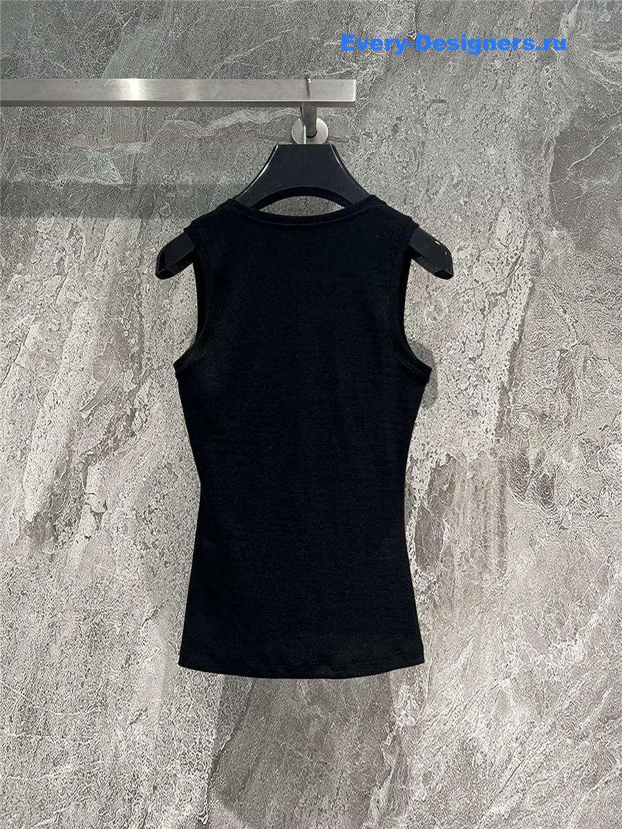 L0ew* embroidered ribbed tank top black