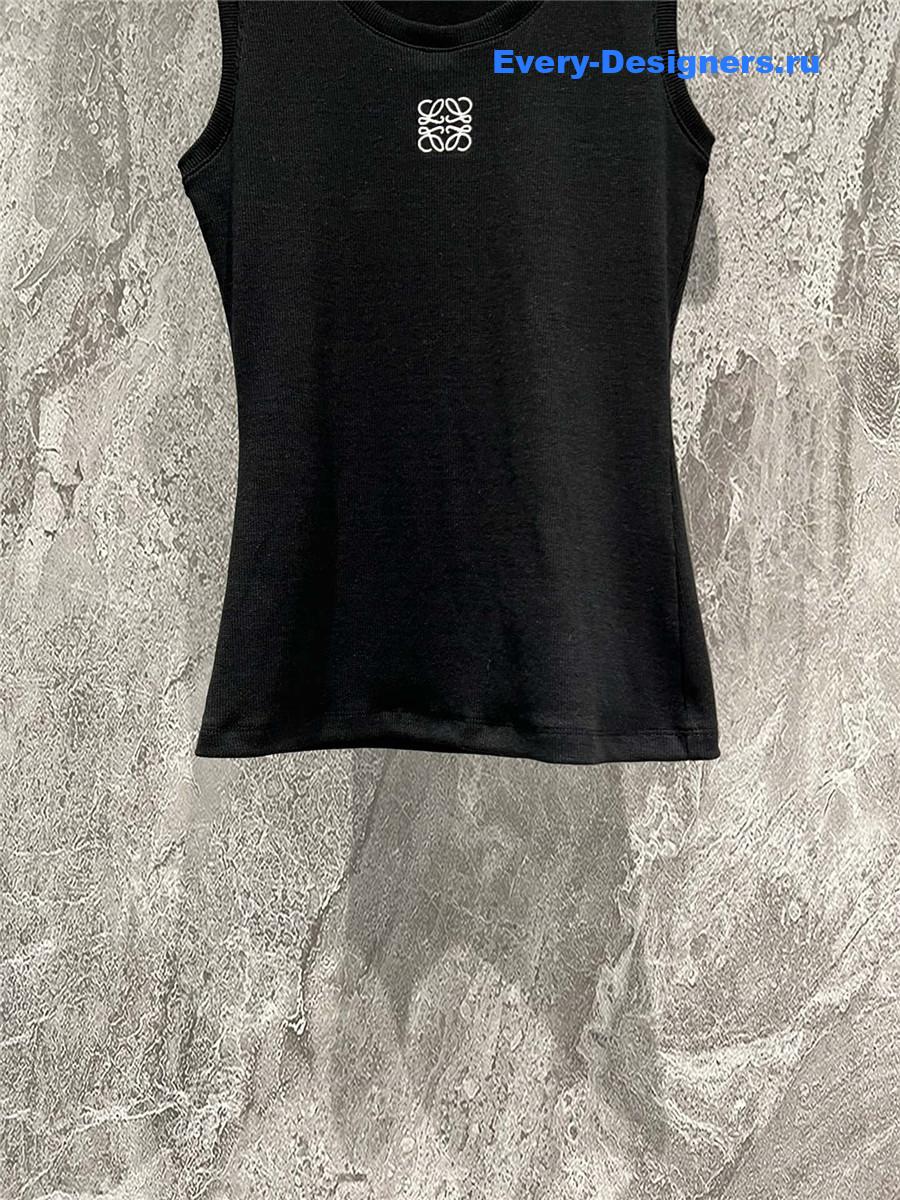 L0ew* embroidered ribbed tank top black