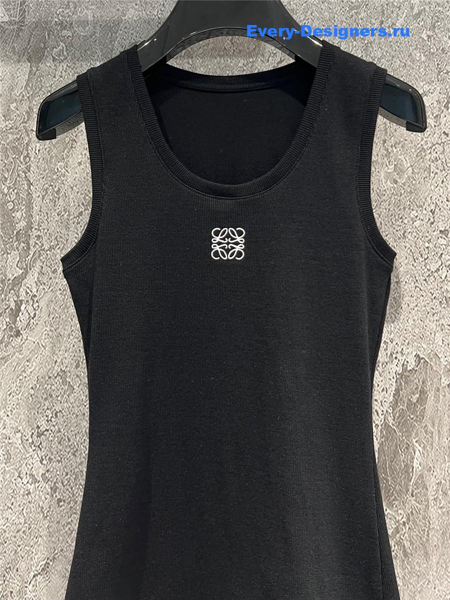 L0ew* embroidered ribbed tank top black