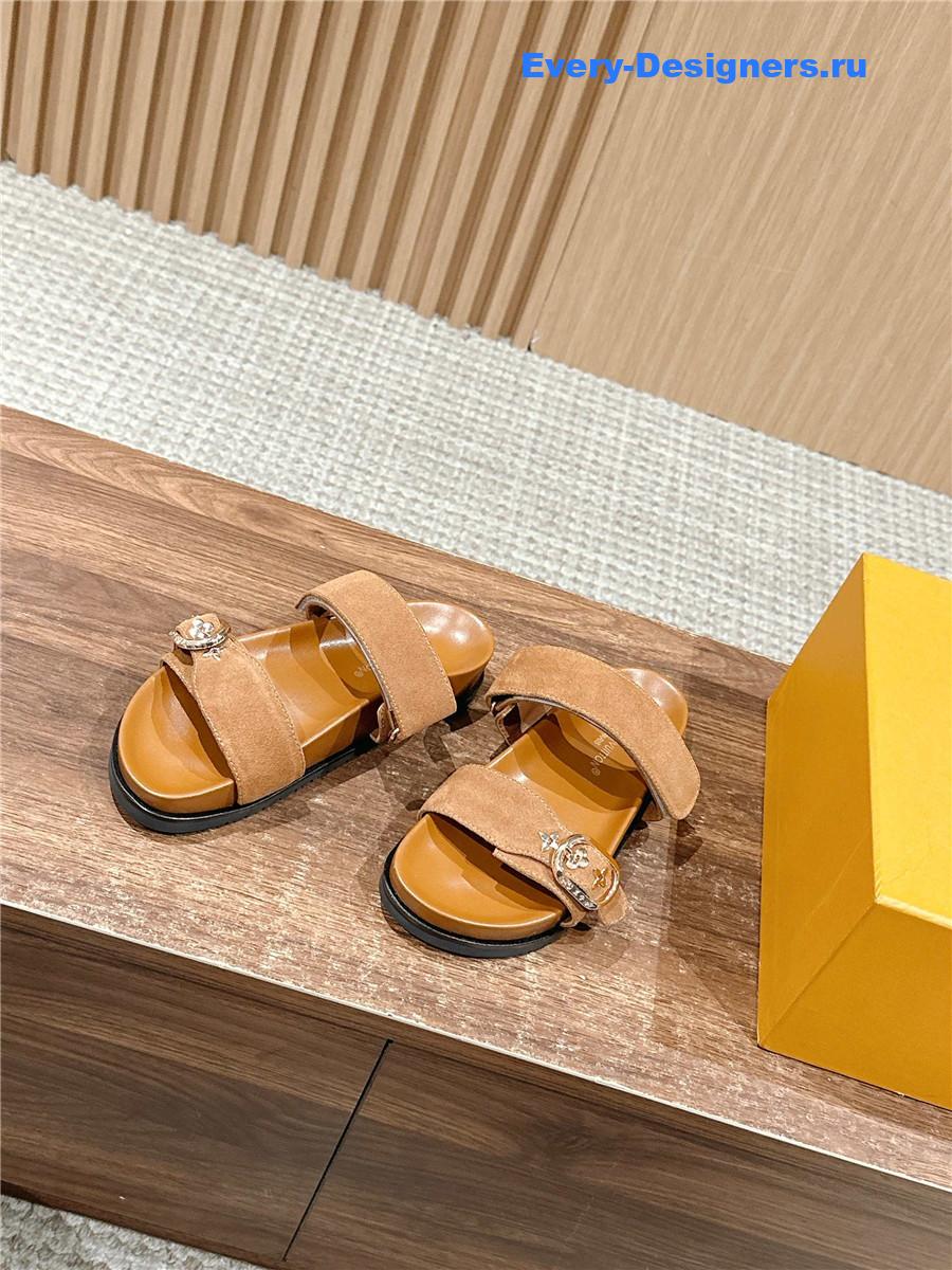 l0vis Vvtt0n lv sunset flat comfort mule in brown