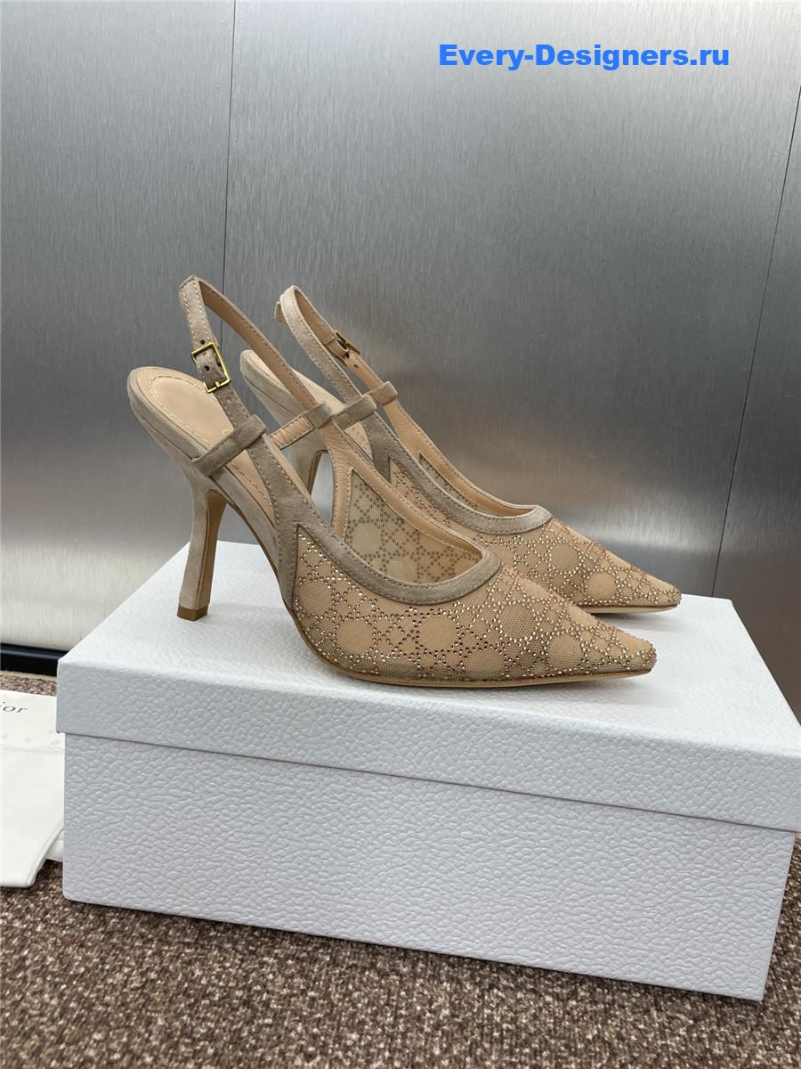 D10r beige mesh slingback pump
