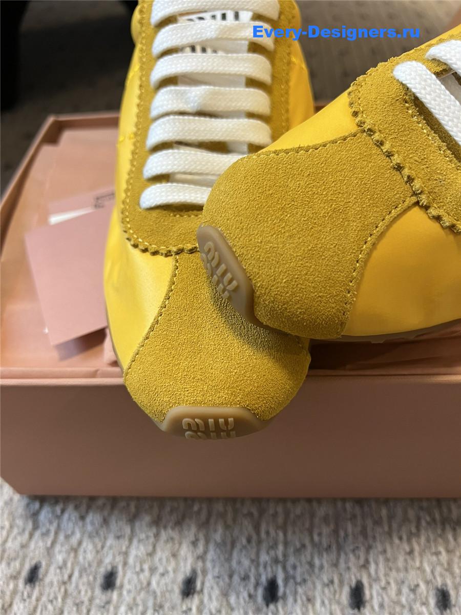 Miu Miu Yellow Nylon Suede Sneakers