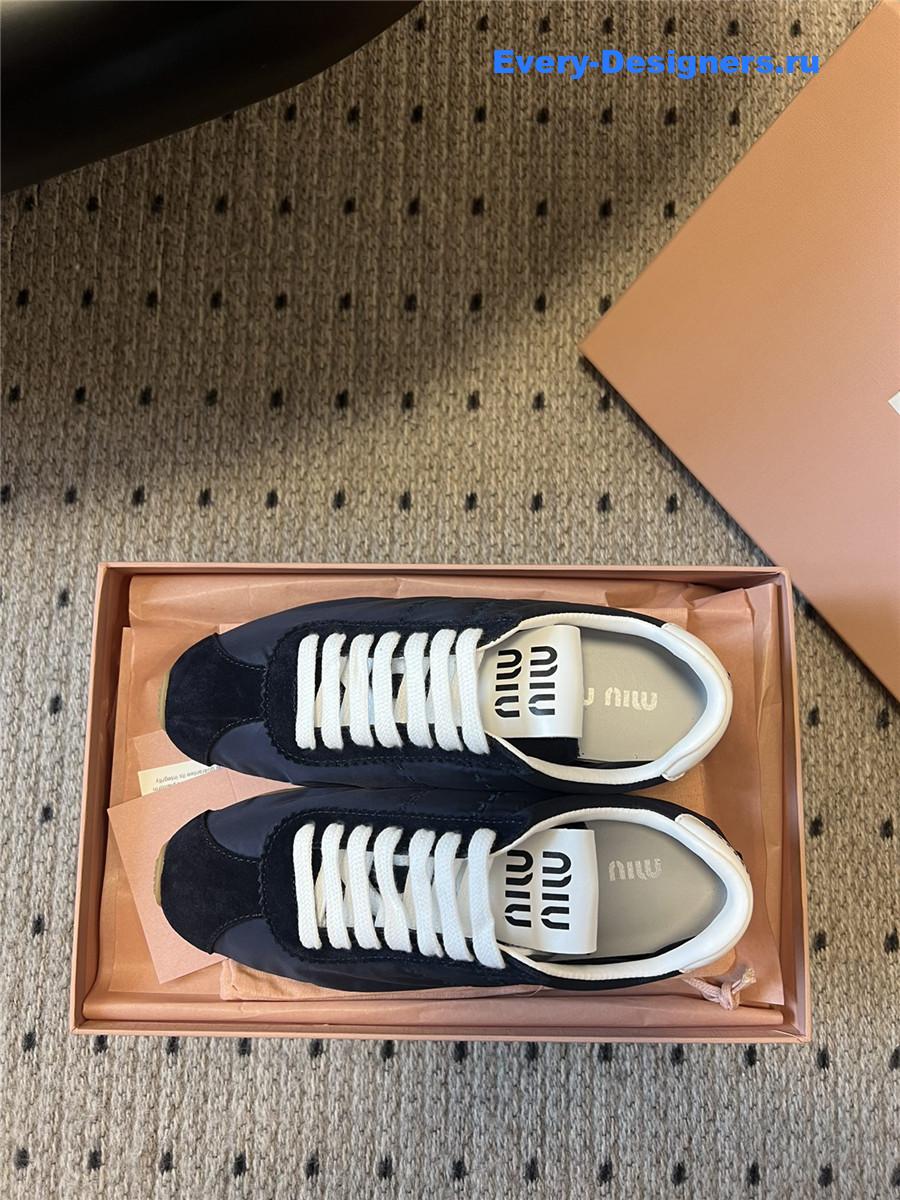 Miu Miu Navy Nylon Suede Sneakers