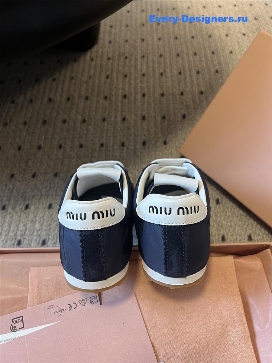 Miu Miu Navy Nylon Suede Sneakers