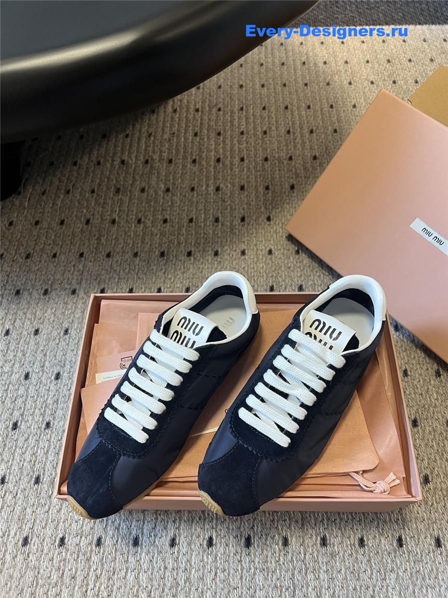 Miu Miu Navy Nylon Suede Sneakers