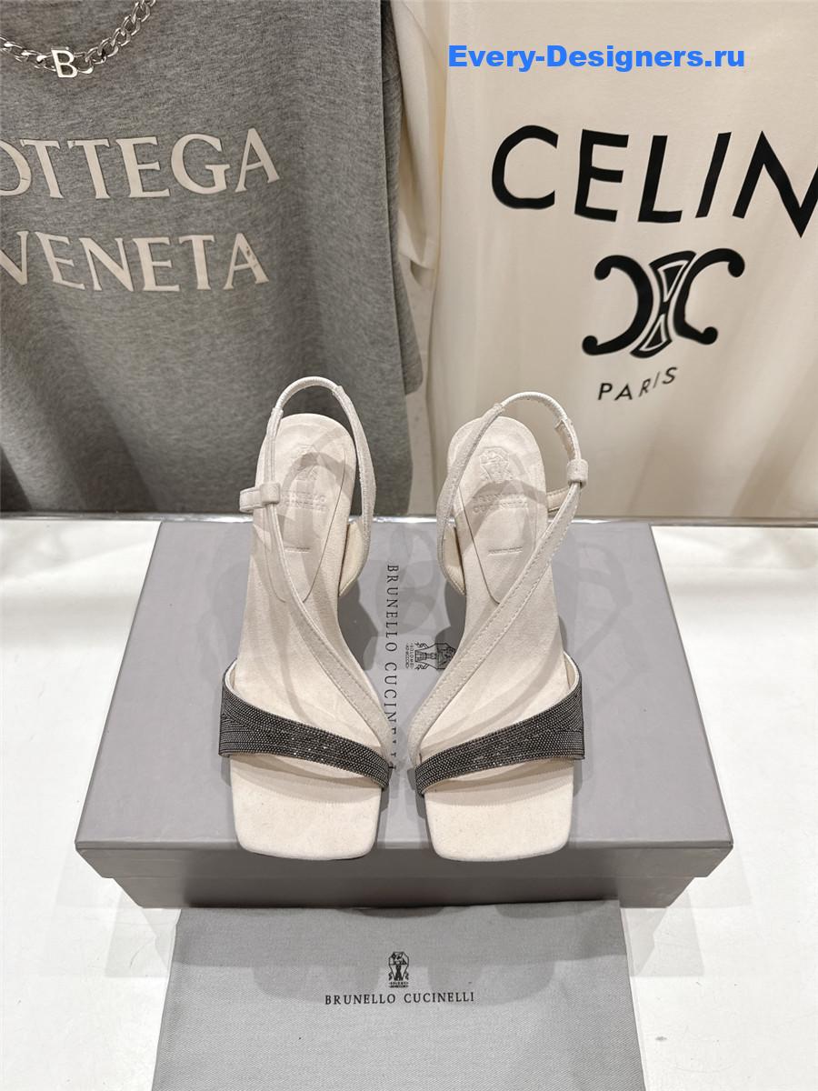 BC White Beaded Slingback Pumps