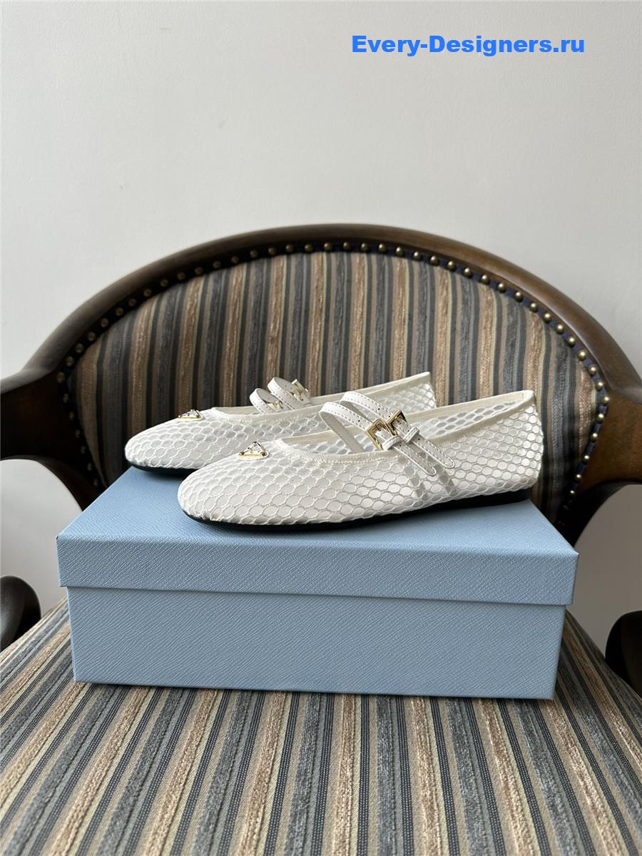 Pra*a ballerine mesh mary jane flat in white