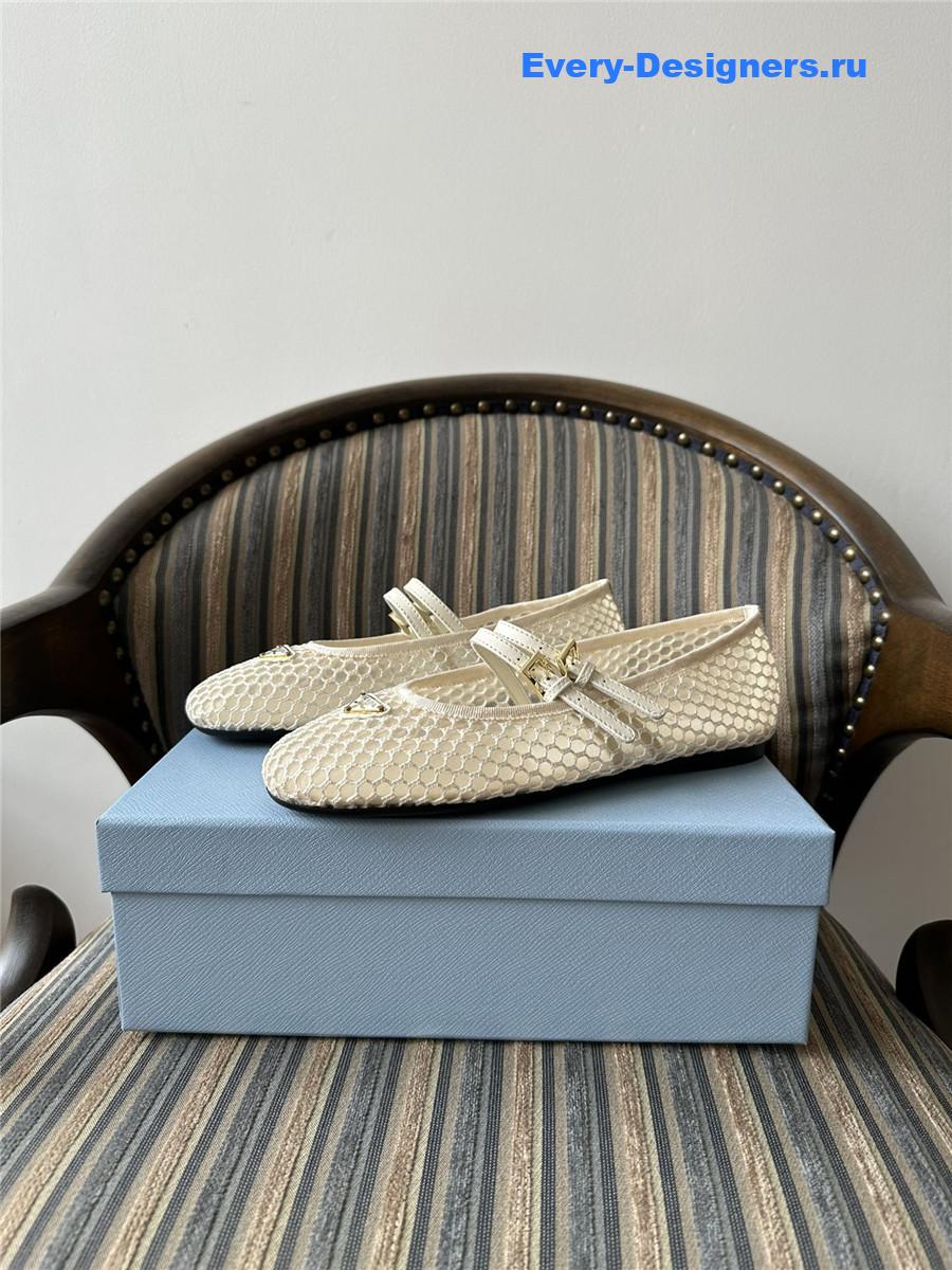 Pra*a ballerine mesh mary jane flat in beige