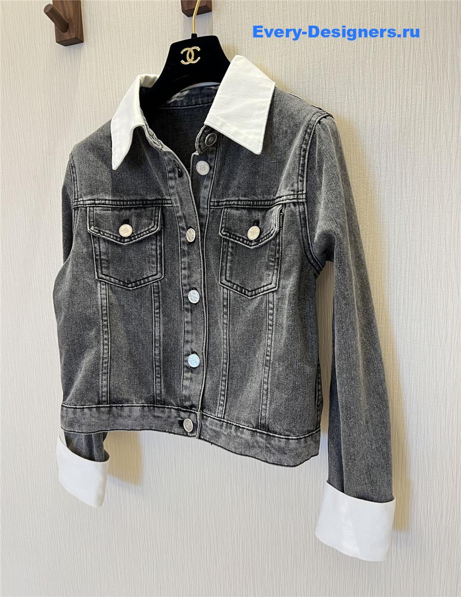 Ch**el grey white faded denim jacket