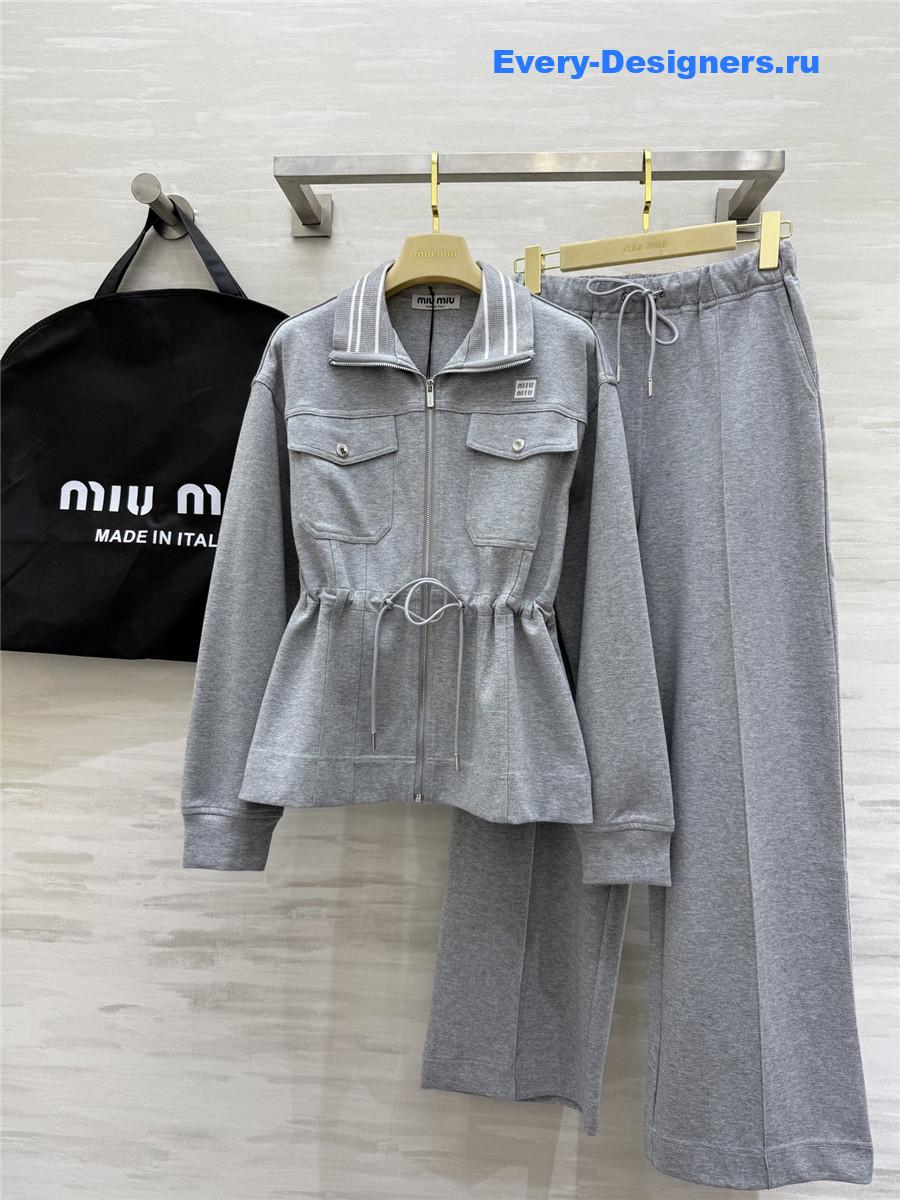 Miu Miu Grey Baseball Jacket Suit