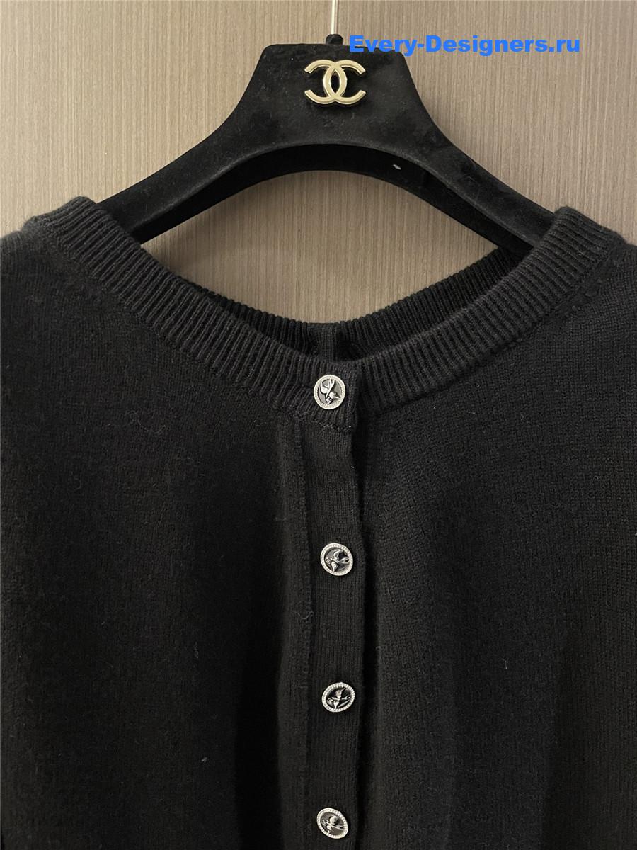 Ch**el black cashmere double button cardigan