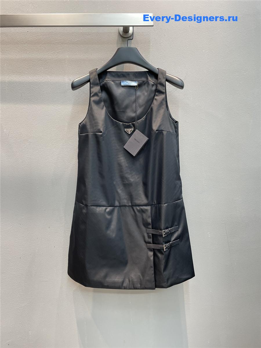 Pra*a black sleeveless re-nylon dress