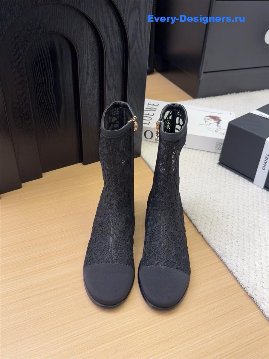 Ch**el black lace mesh boots