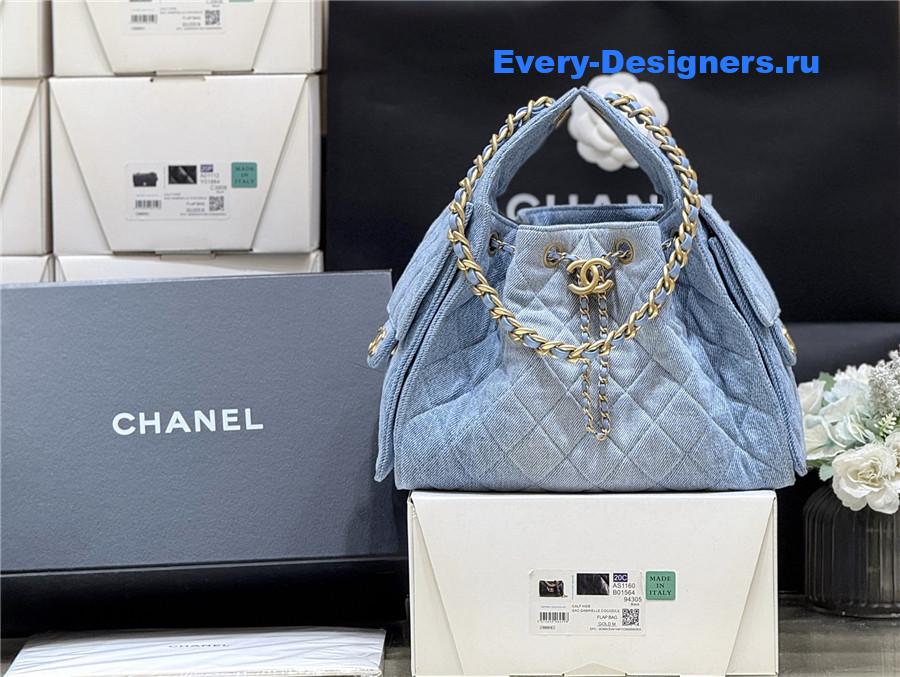 Ch**el small light blue washed denim handbag